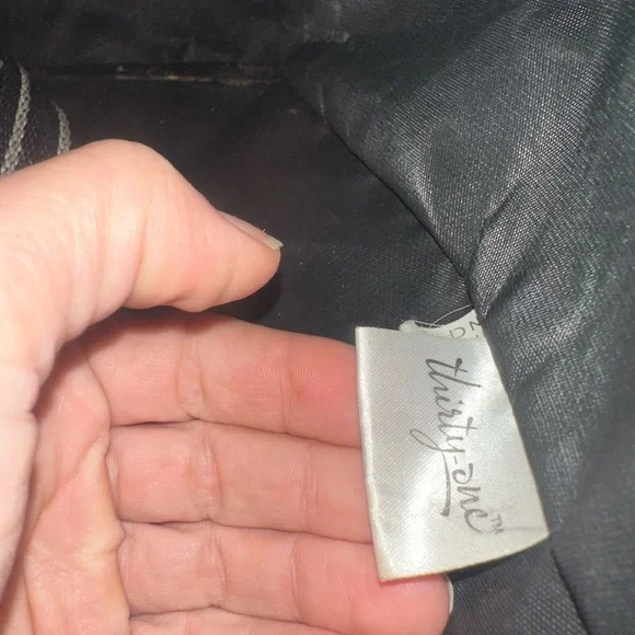 Thirty-One Black Tote with Striped Handles - Picture 4 of 10